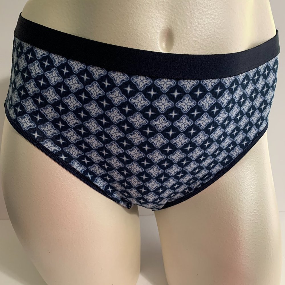 Catherines Hi-Cut Panties Underwear Star Cotton Blend Navy Blue White Plus Sz 2X